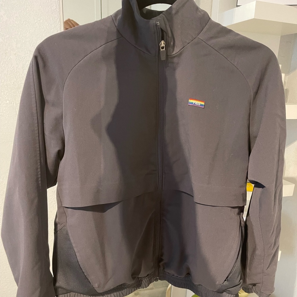 Figs Sydney scrub pride charcoal jacket